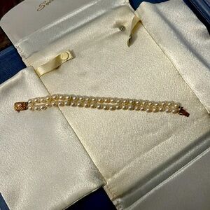 Mikimoto double strand 6 1/2 to 7 inch bracelett